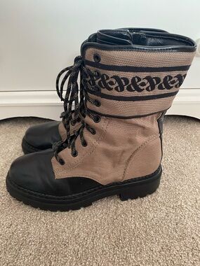 Sam & Libby Women’s Sz 7.5 Moto Combat Boots Grunge Goth Emo Lace canvas Shoes